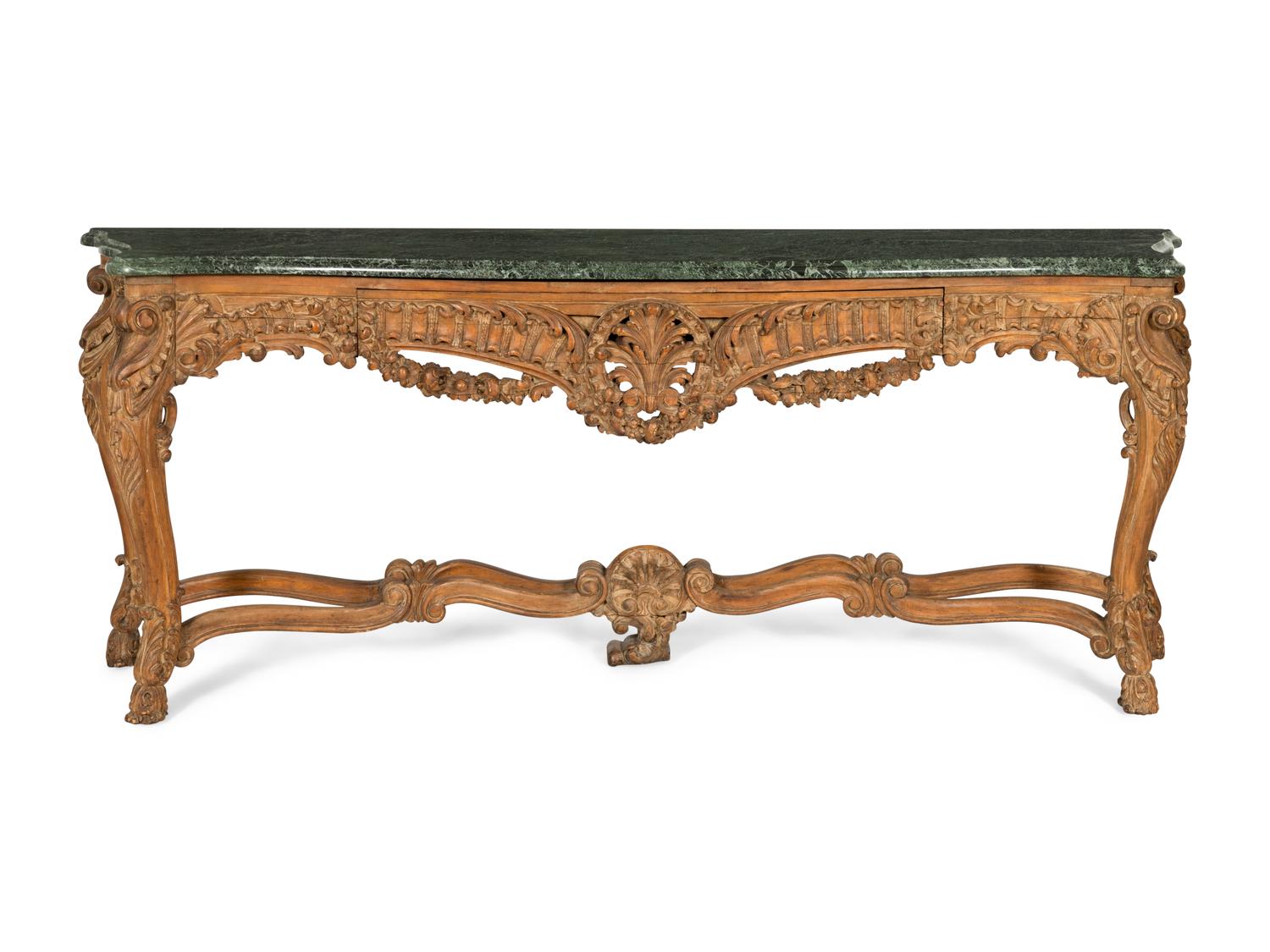 A Large Régence Console Table with Verde Marble Top