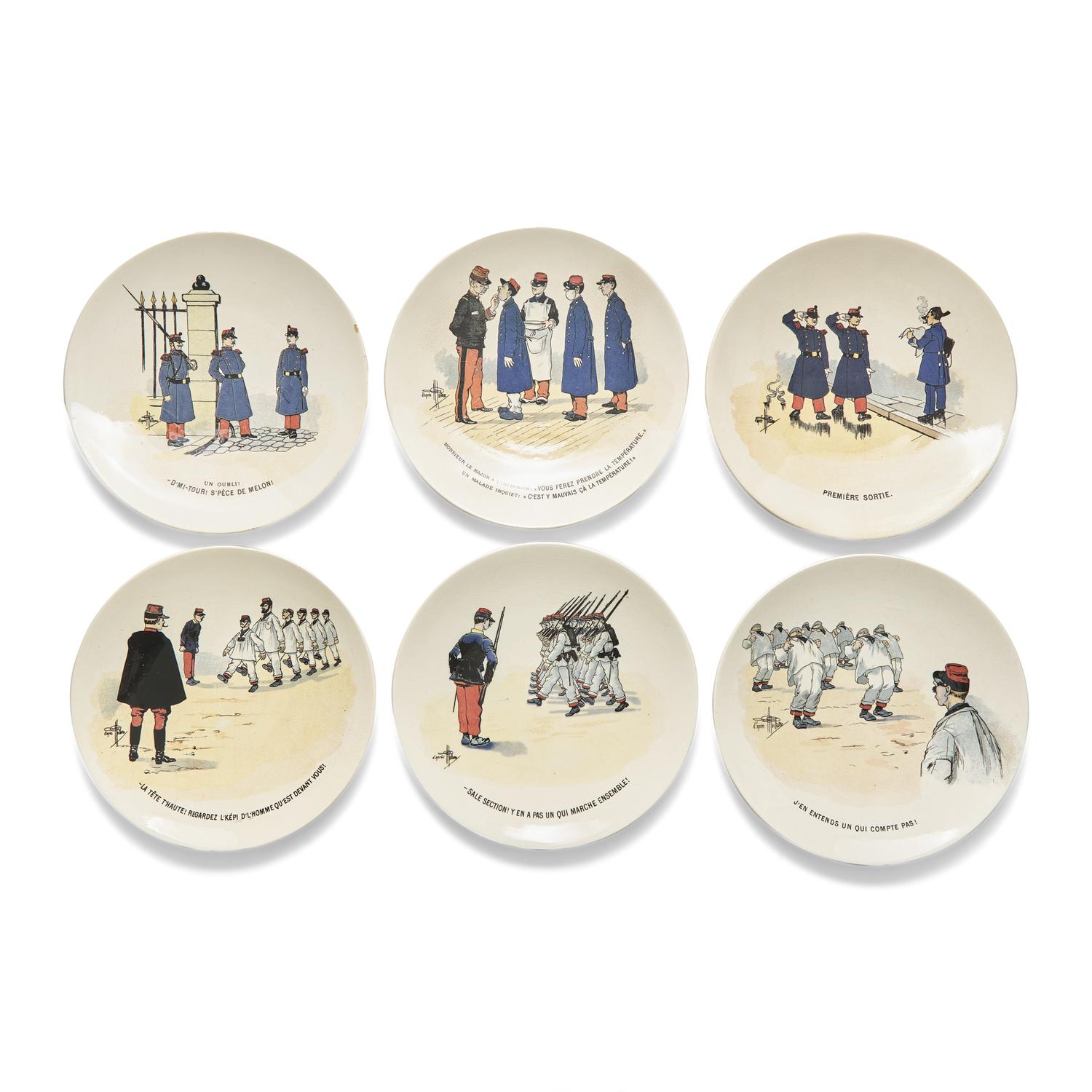 A Group of Six Sarreguemines Ceramic Plates