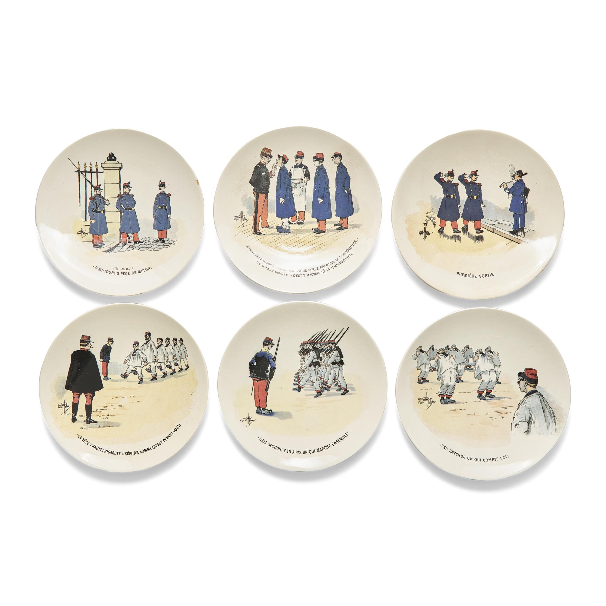 A Group of Six Sarreguemines Ceramic Plates