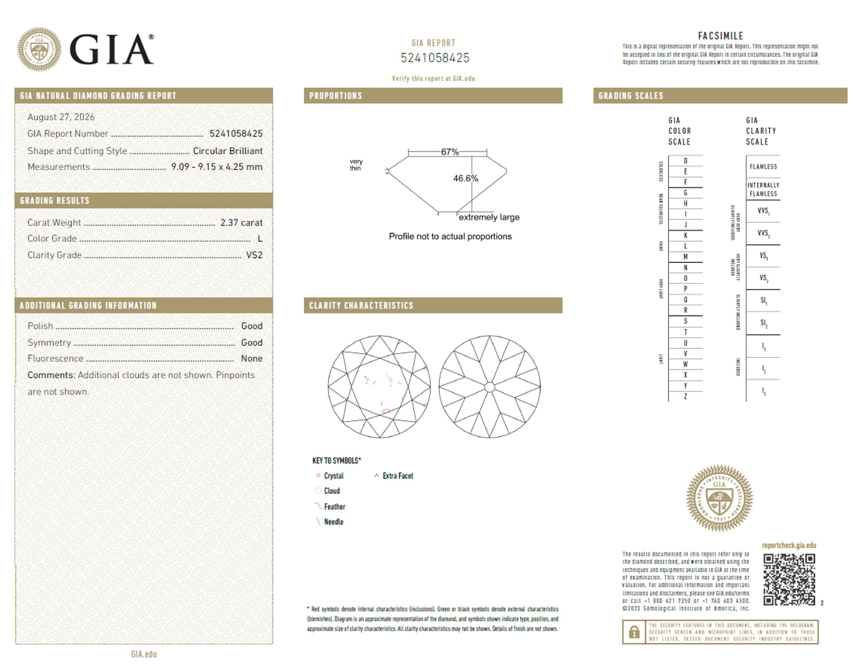 Loose 2.37 Carat Circular Brilliant Cut Diamond
