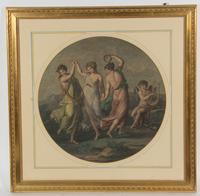 A Pair of Hand Colored Engravings Diameter 16 1/2 inches — 19TH CENTURY