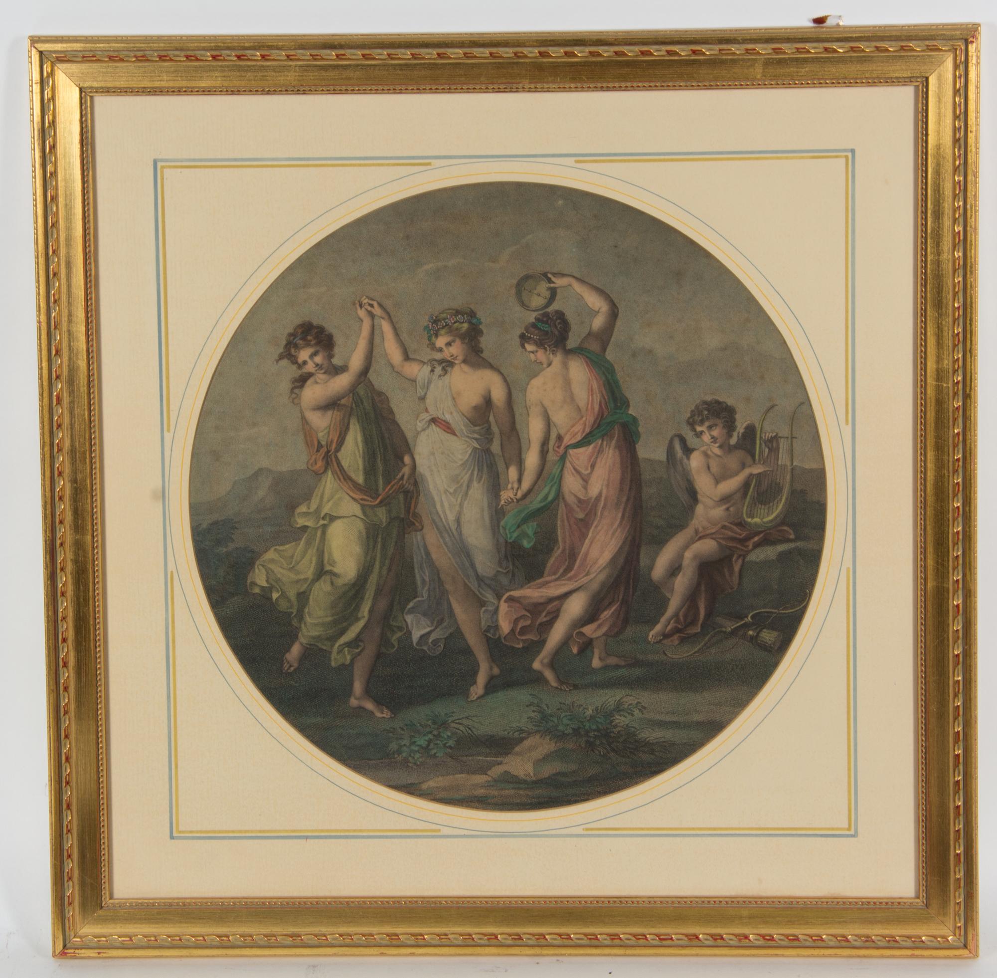A Pair of Hand Colored Engravings Diameter 16 1/2 inches — 19TH CENTURY