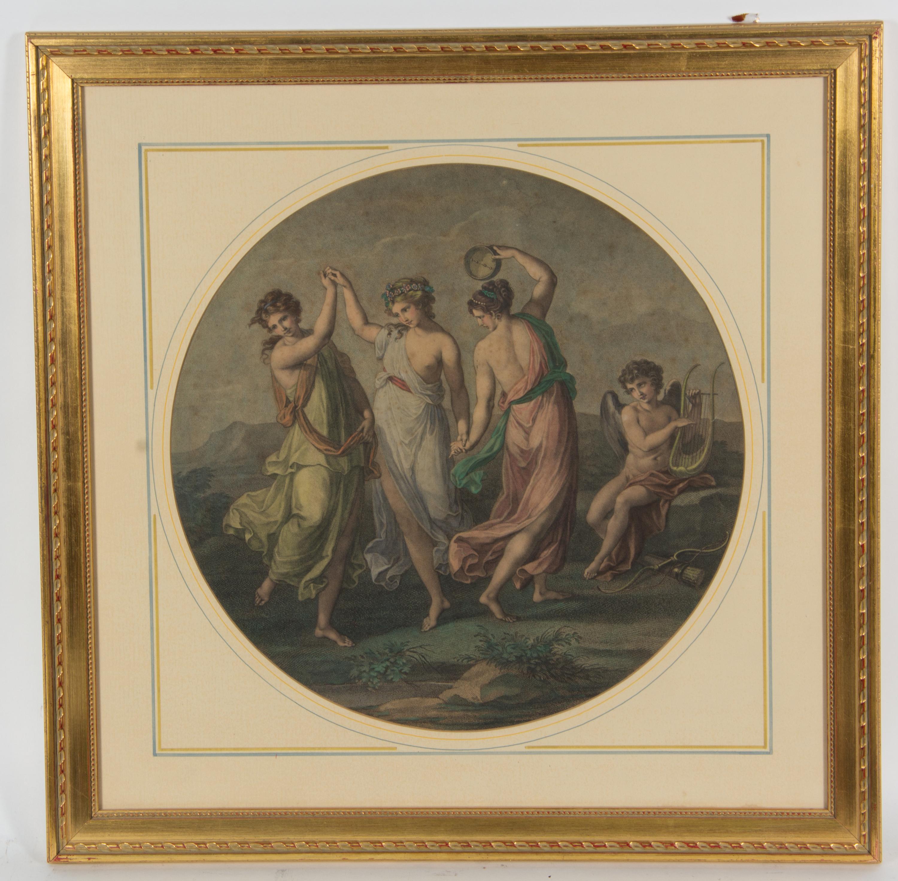 A Pair of Hand Colored Engravings Diameter 16 1/2 inches — 19TH CENTURY