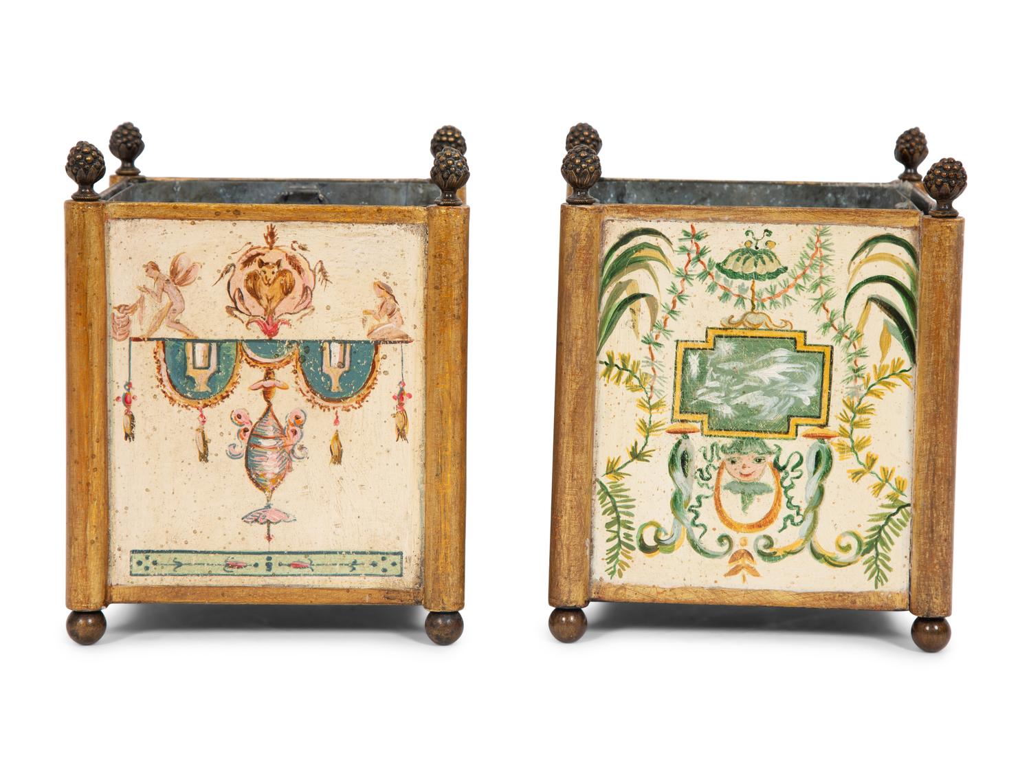 A Pair of Italian Tôle Peinte Cache Pots