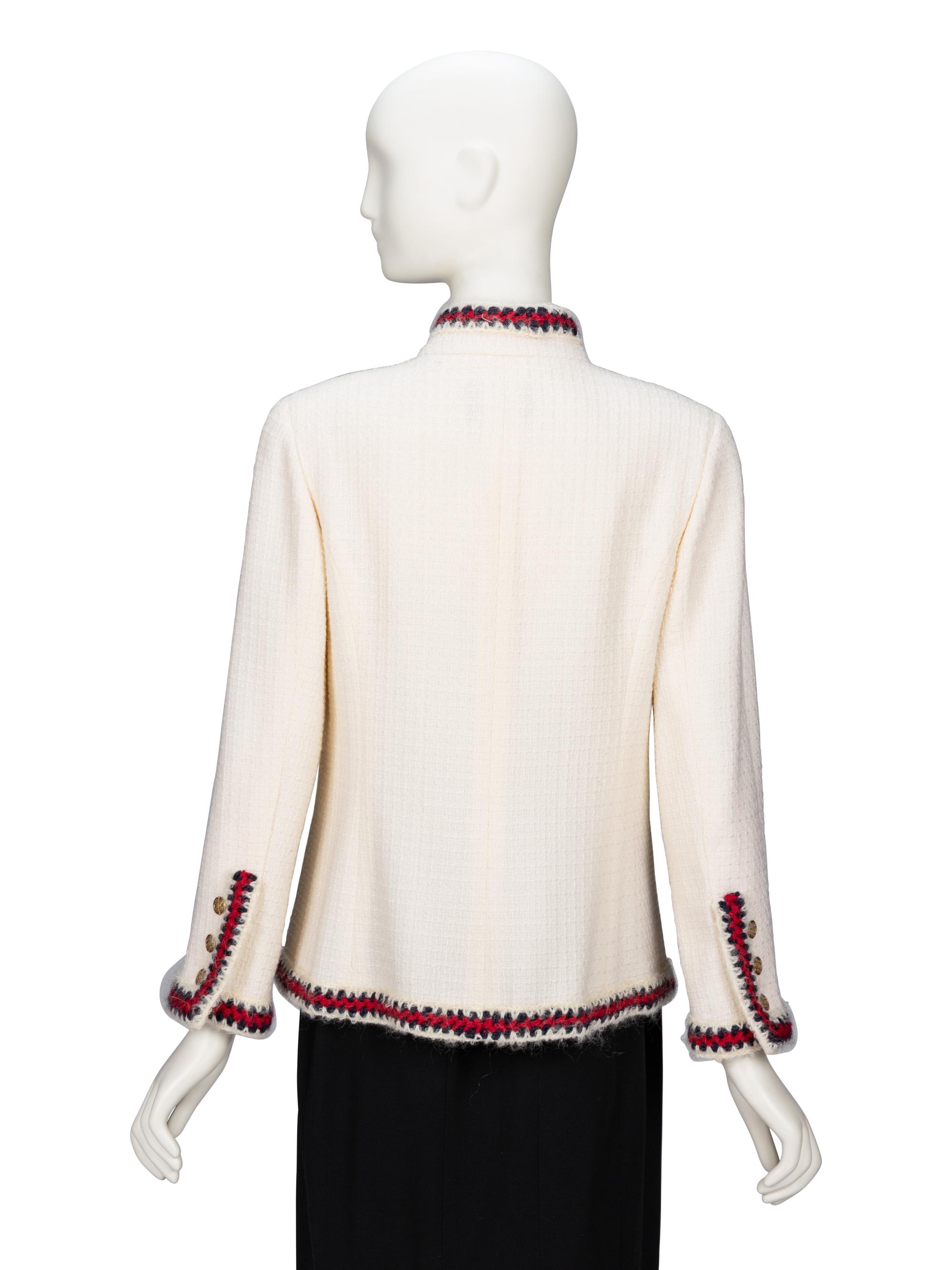 Chanel, Crochet-Trim Cream Tweed Jacket
