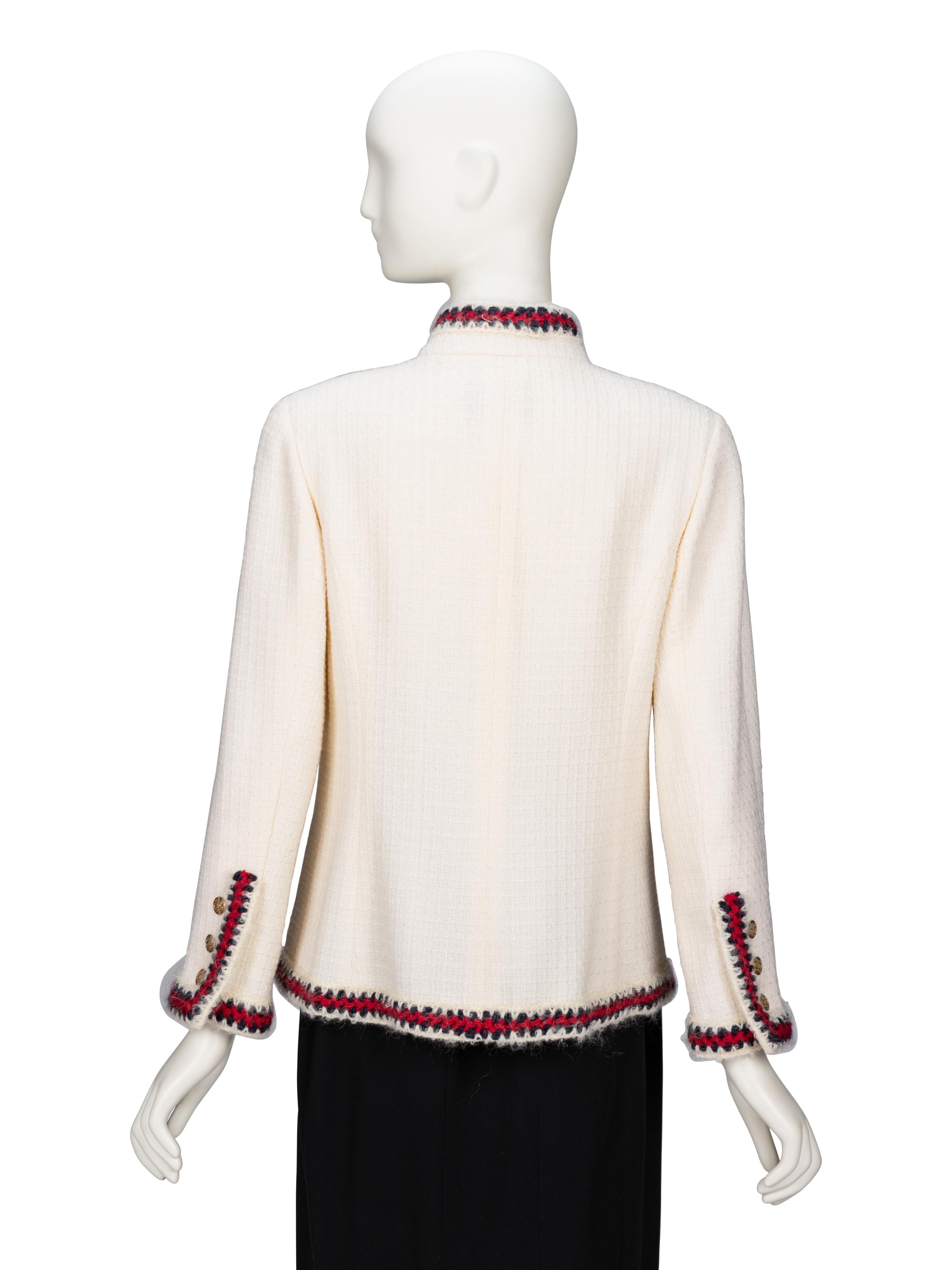 Chanel, Crochet-Trim Cream Tweed Jacket