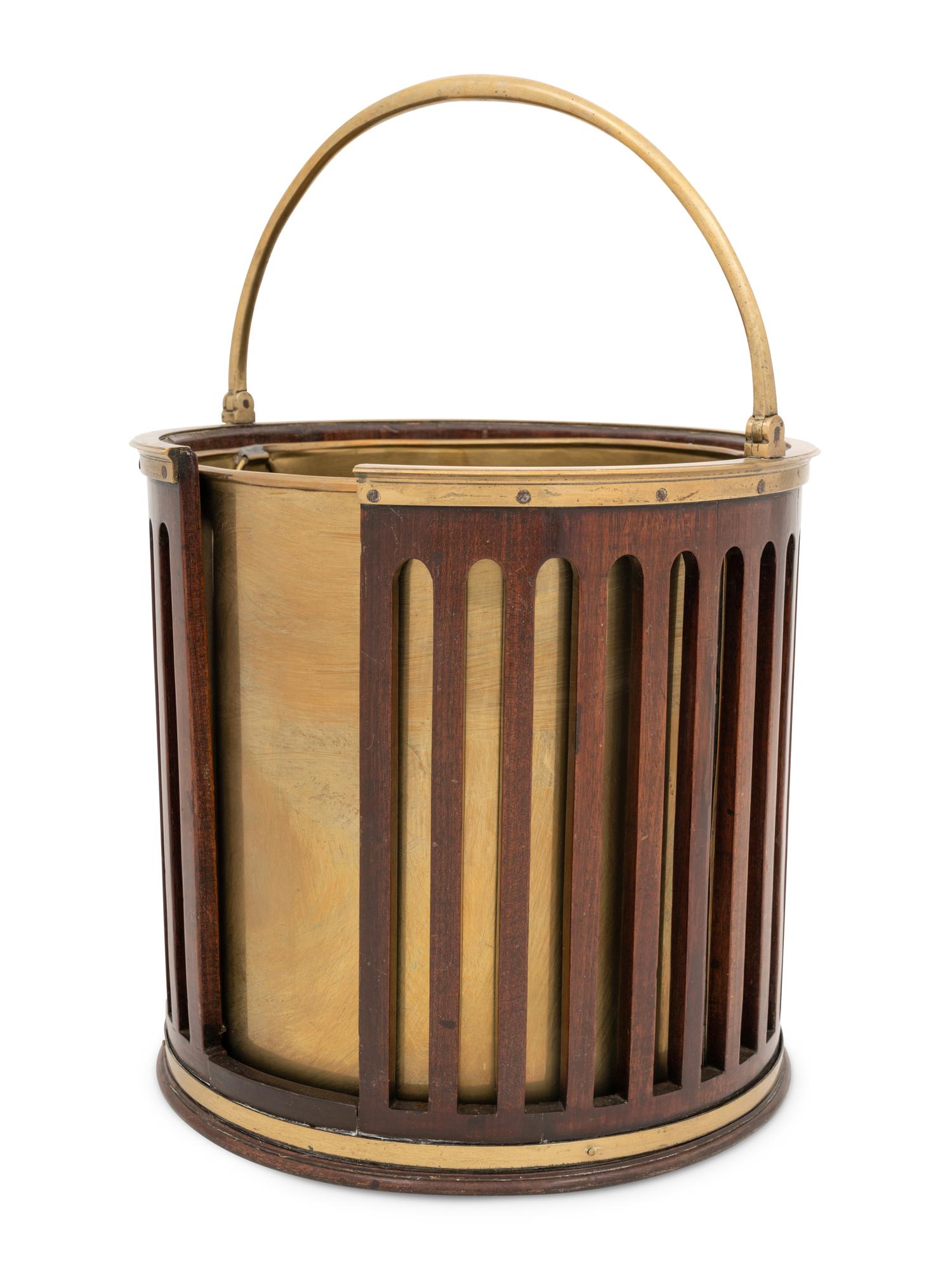 A George III Brass-Bound Mahogany Peat Bucket