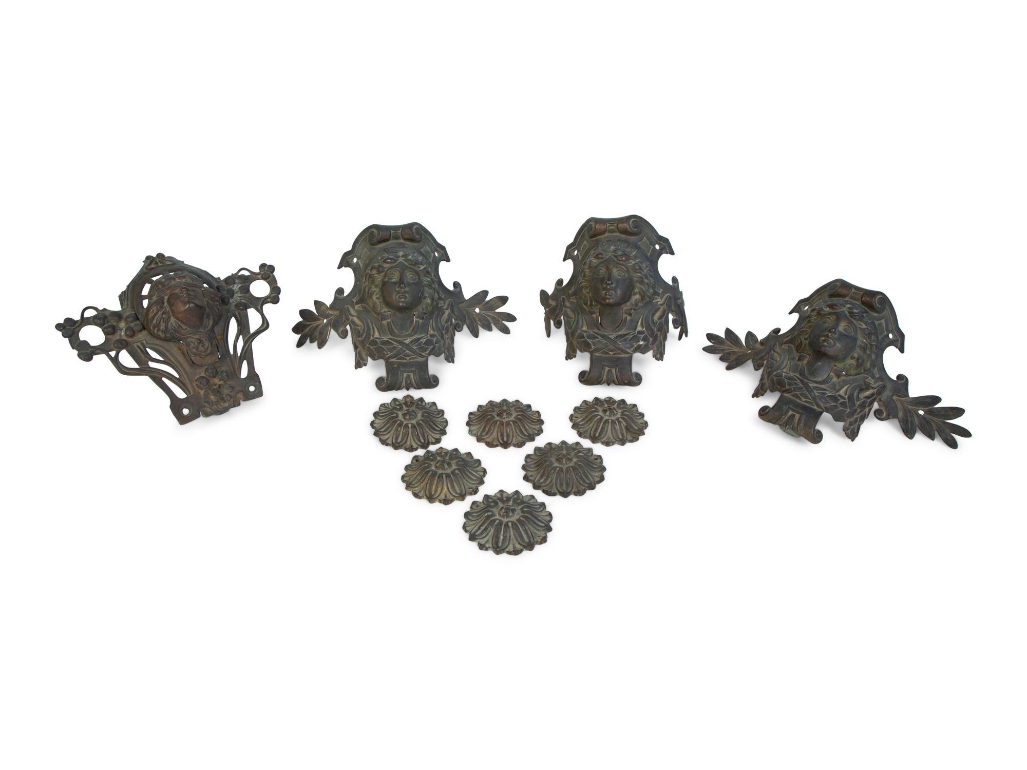 A Set of Four French Art Nouveau Bronze Billiards Pockets — EARLY 20TH CENTURY