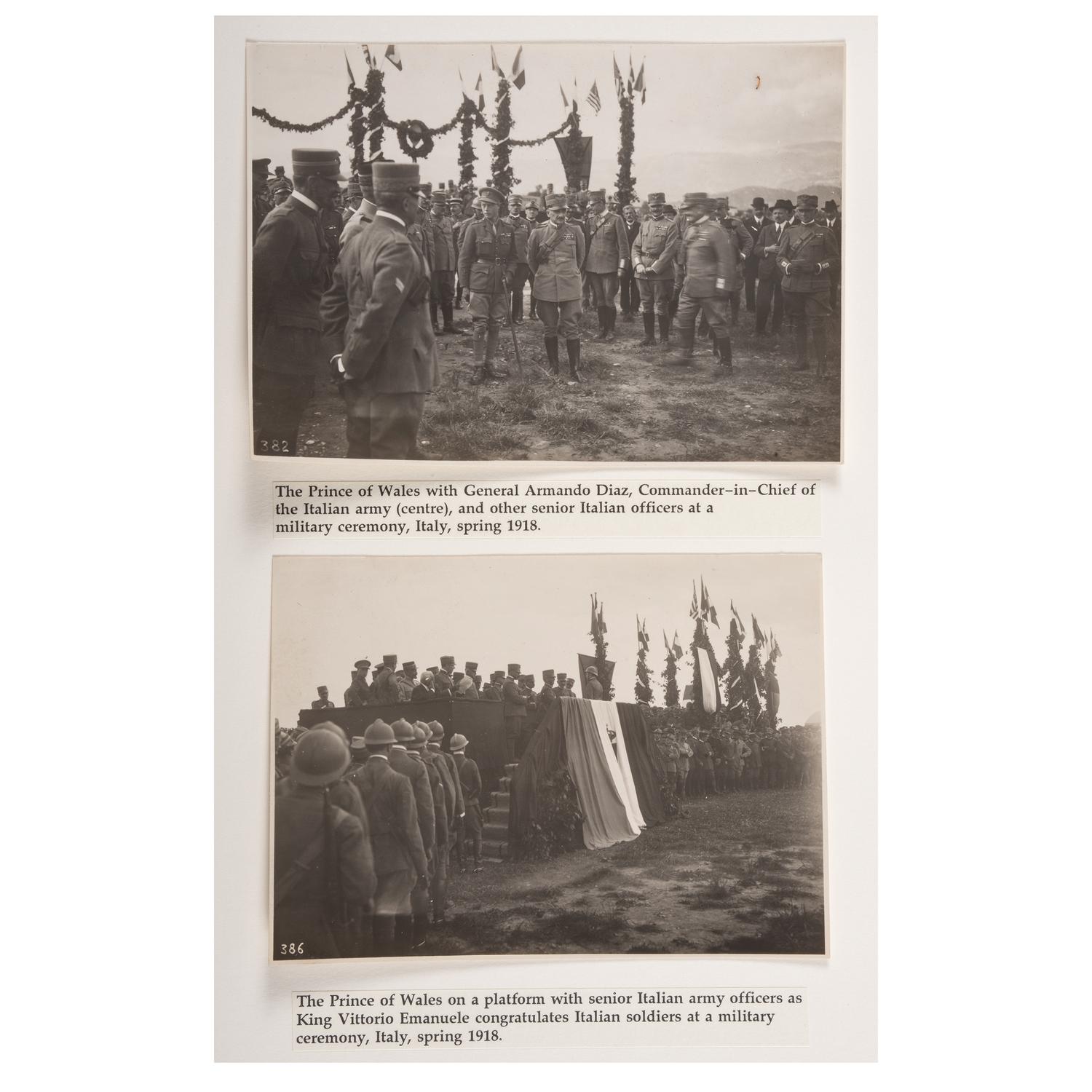 Prince of Wales Tour of Italy, 1918, Collection of 18 Photographs, Plus