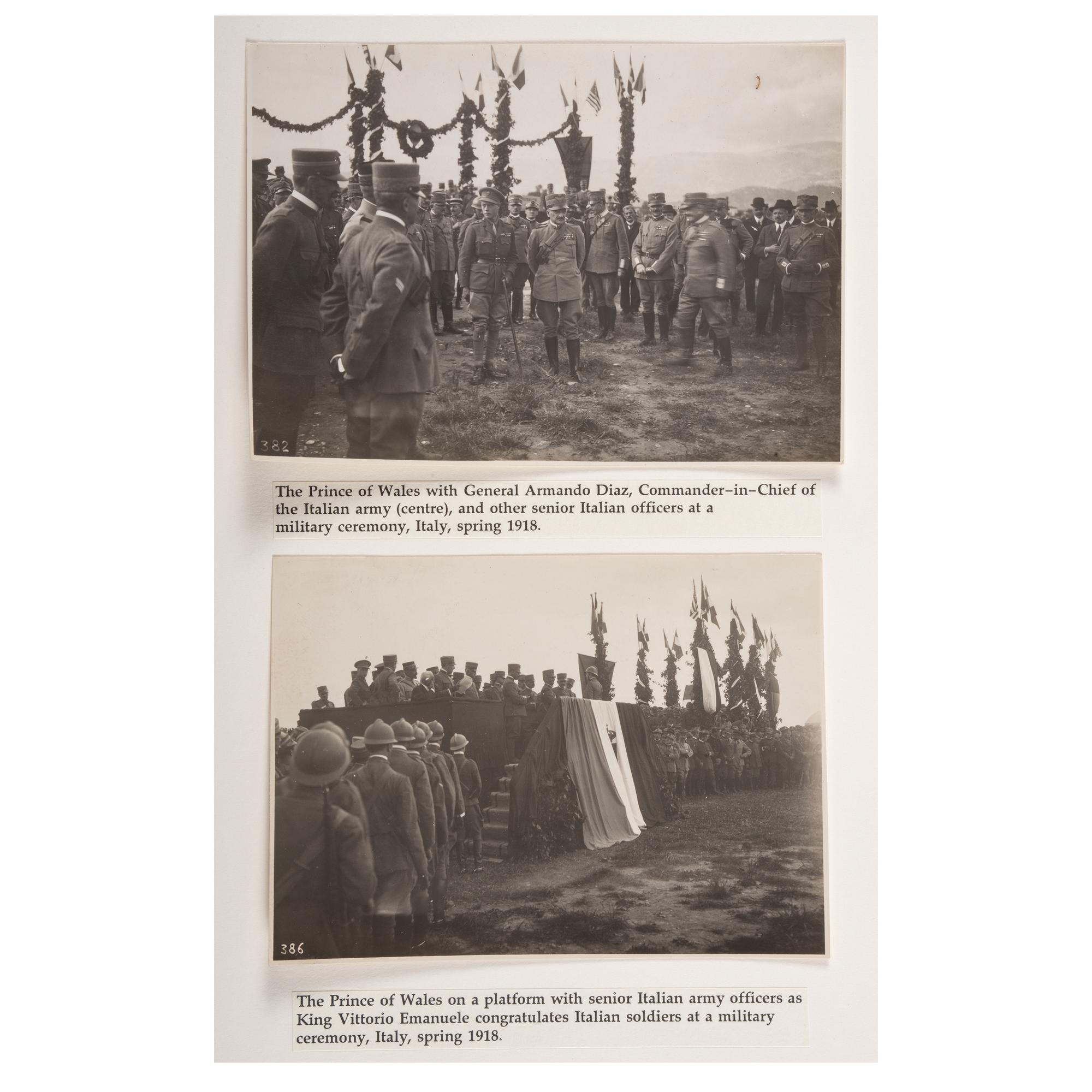 Prince of Wales Tour of Italy, 1918, Collection of 18 Photographs, Plus