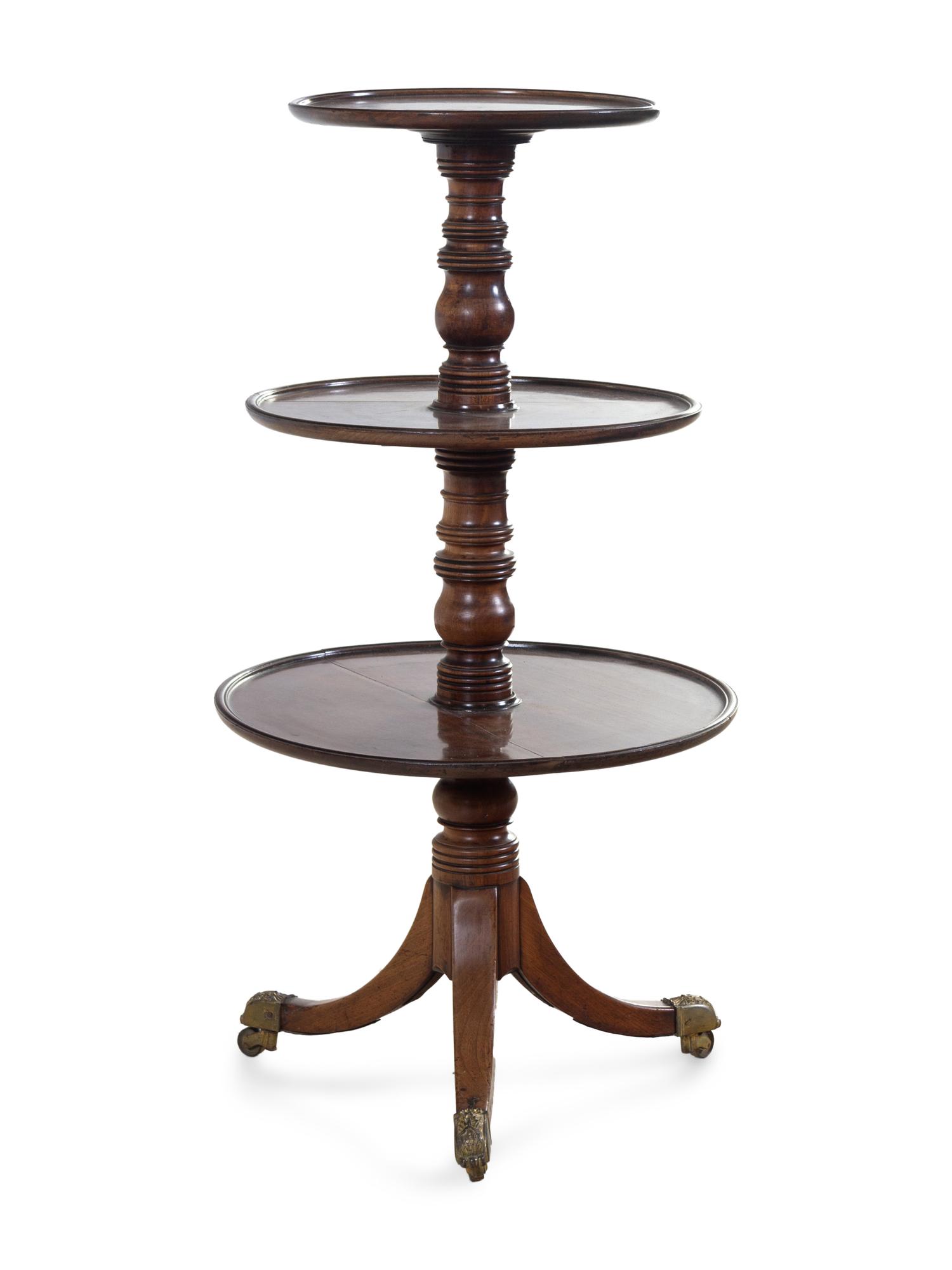 A Regency Mahogany Three-Tier Dumbwaiter