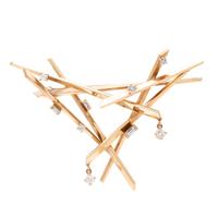 CHARLIE MARCH, MODERNIST, YELLOW GOLD AND DIAMOND BROOCH