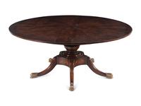 A Regency Style Rosewood and Burlwood Cross-Banded Mahogany Jupe Dining Table