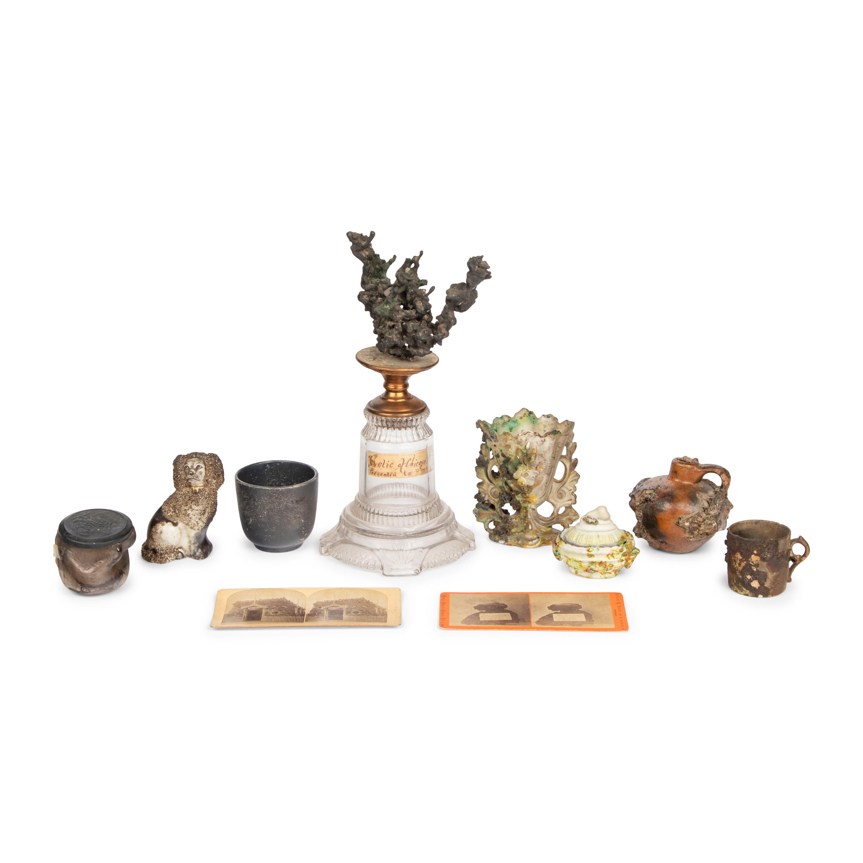 [Chicago Fire]. A group of artifacts salvaged from the wreckage of the Great Chicago Fire, comprising: