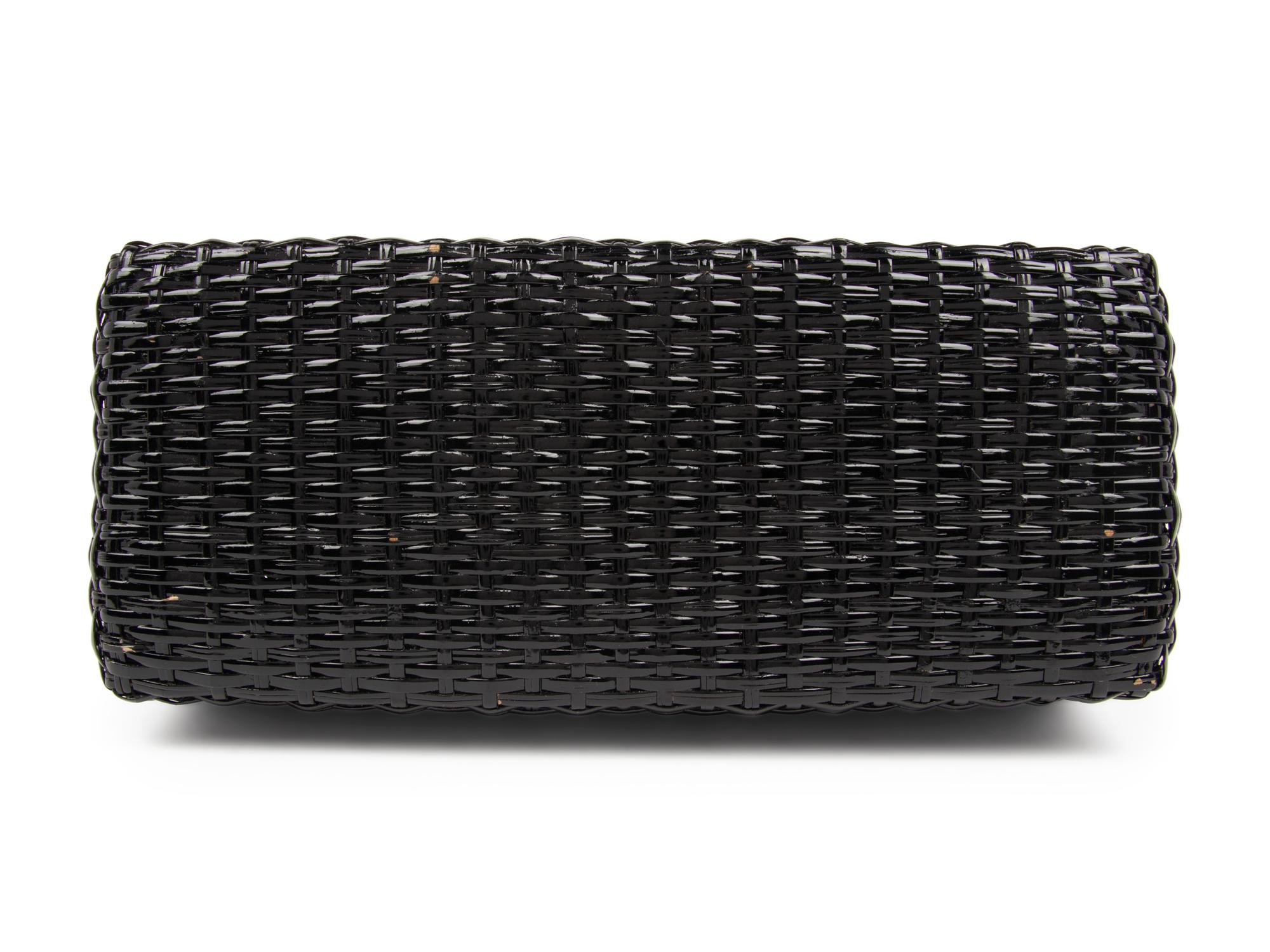 Chanel Black Leather & Basket Weave Bag, 1997-1999