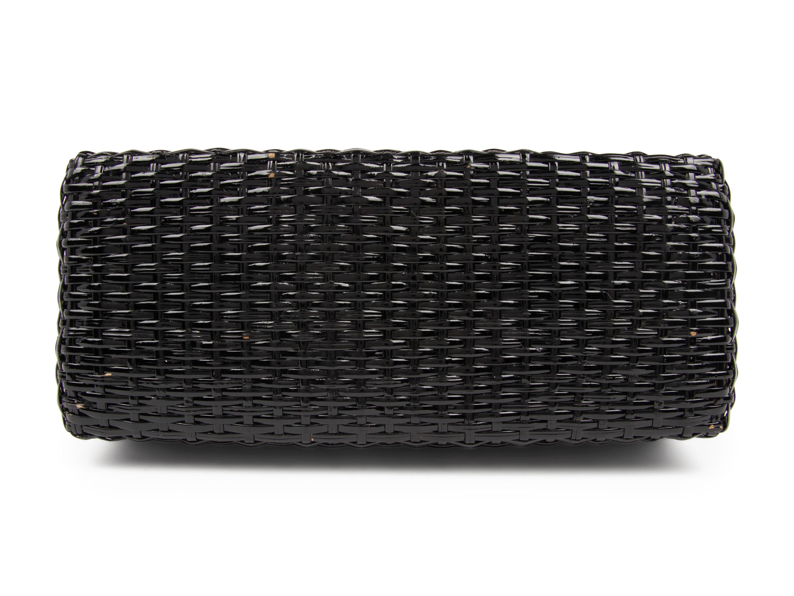 Chanel Black Leather & Basket Weave Bag, 1997-1999