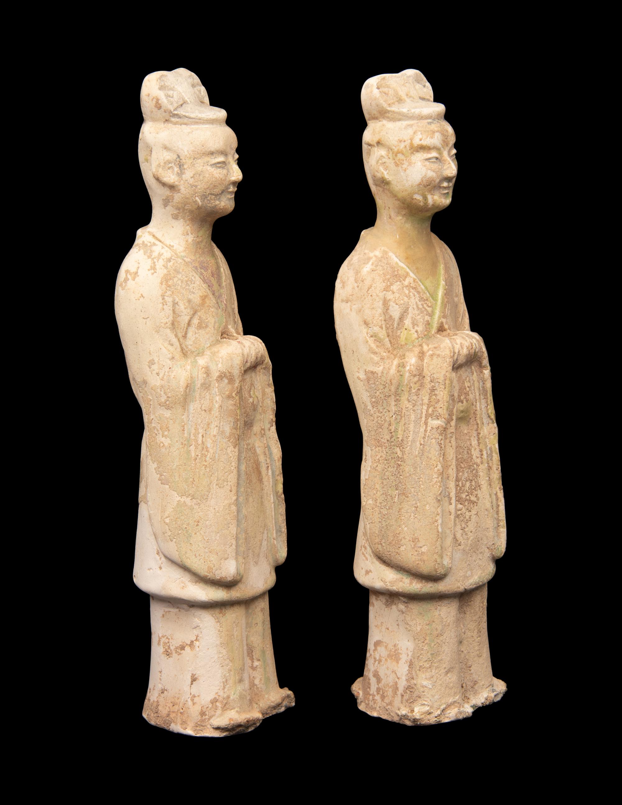 A Pair of Chinese Pottery Figures of Officials