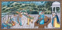 Two Persian Miniature Paintings Height of larger painting 3 3/4 x 7 inches.