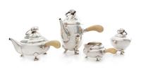 A Danish Silver Four-Piece Tea and Coffee Service, Georg Jensen Silversmithy, Copenhagen, Mid-20th Century, Blossom pattern, comprising