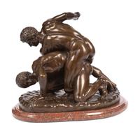 A French Bronze Figural Group of the Uffizi Wrestlers After the Antique