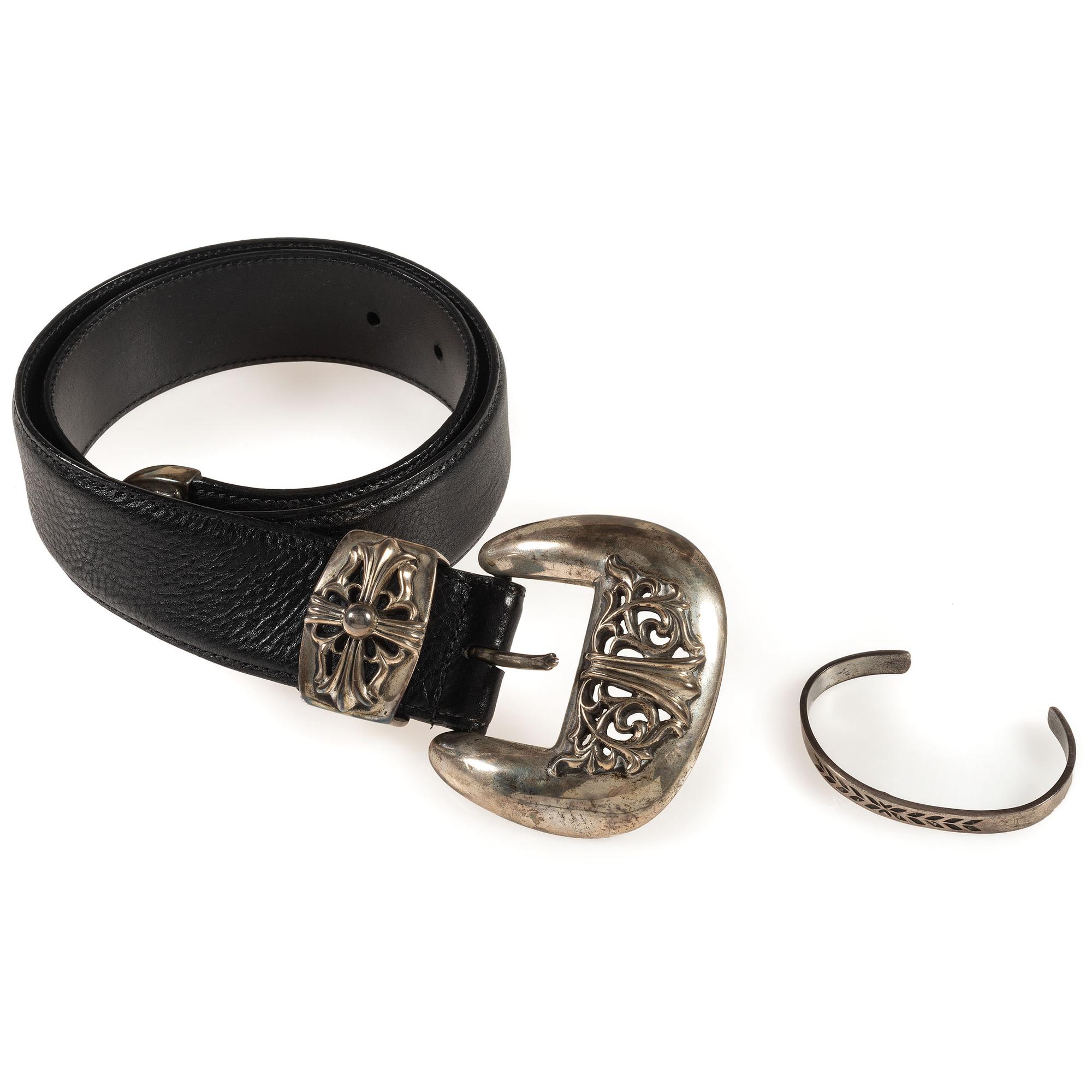 James Rogers Southwestern-Style Silver Cuff Bracelet AND Chrome Hearts Sterling Silver Southwestern-Style Ranger Set