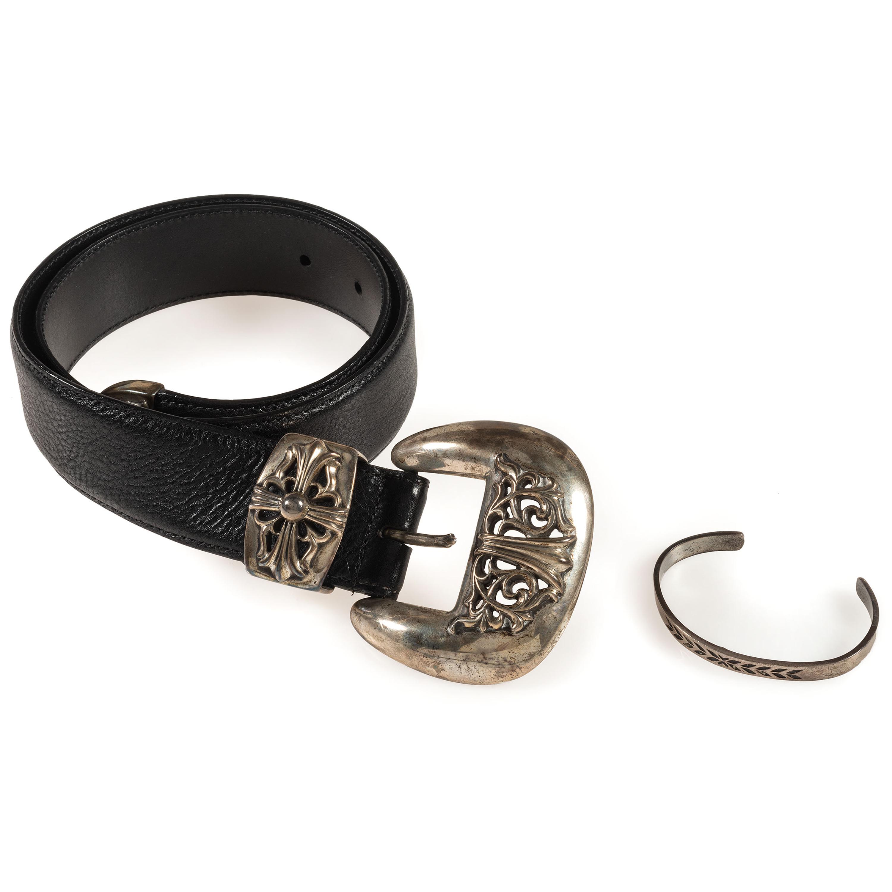 James Rogers Southwestern-Style Silver Cuff Bracelet AND Chrome Hearts Sterling Silver Southwestern-Style Ranger Set