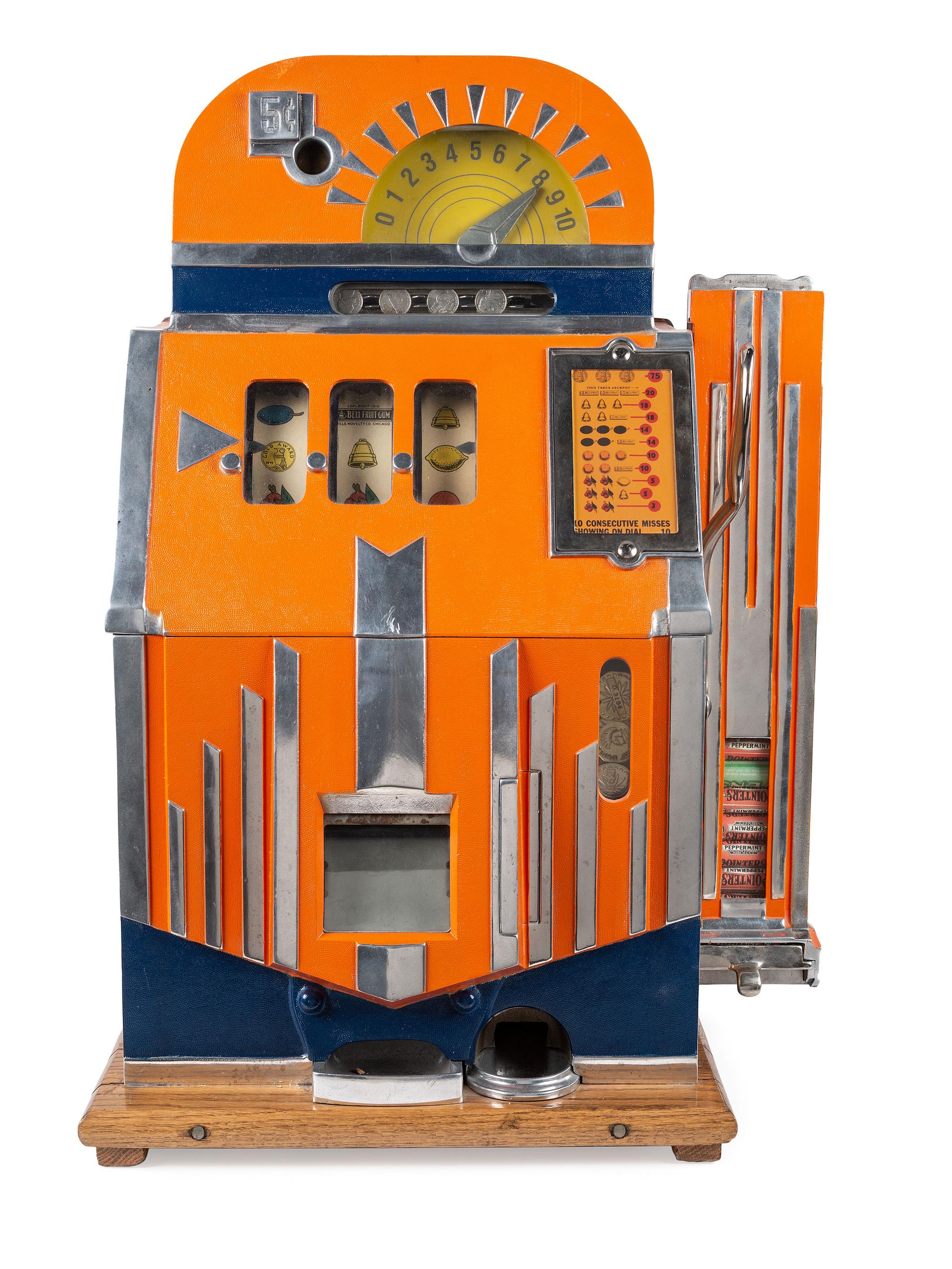 A Mills 5 Cent Bell Fruit Gum Slot Machine