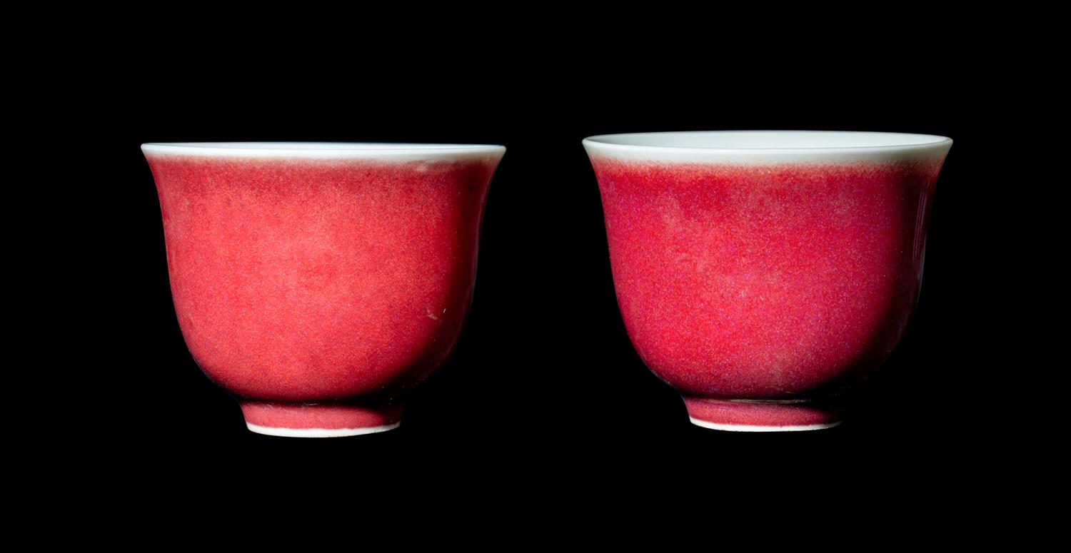 A Pair of Chinese Sang-de-Boeuf Glazed Porcelain Cups