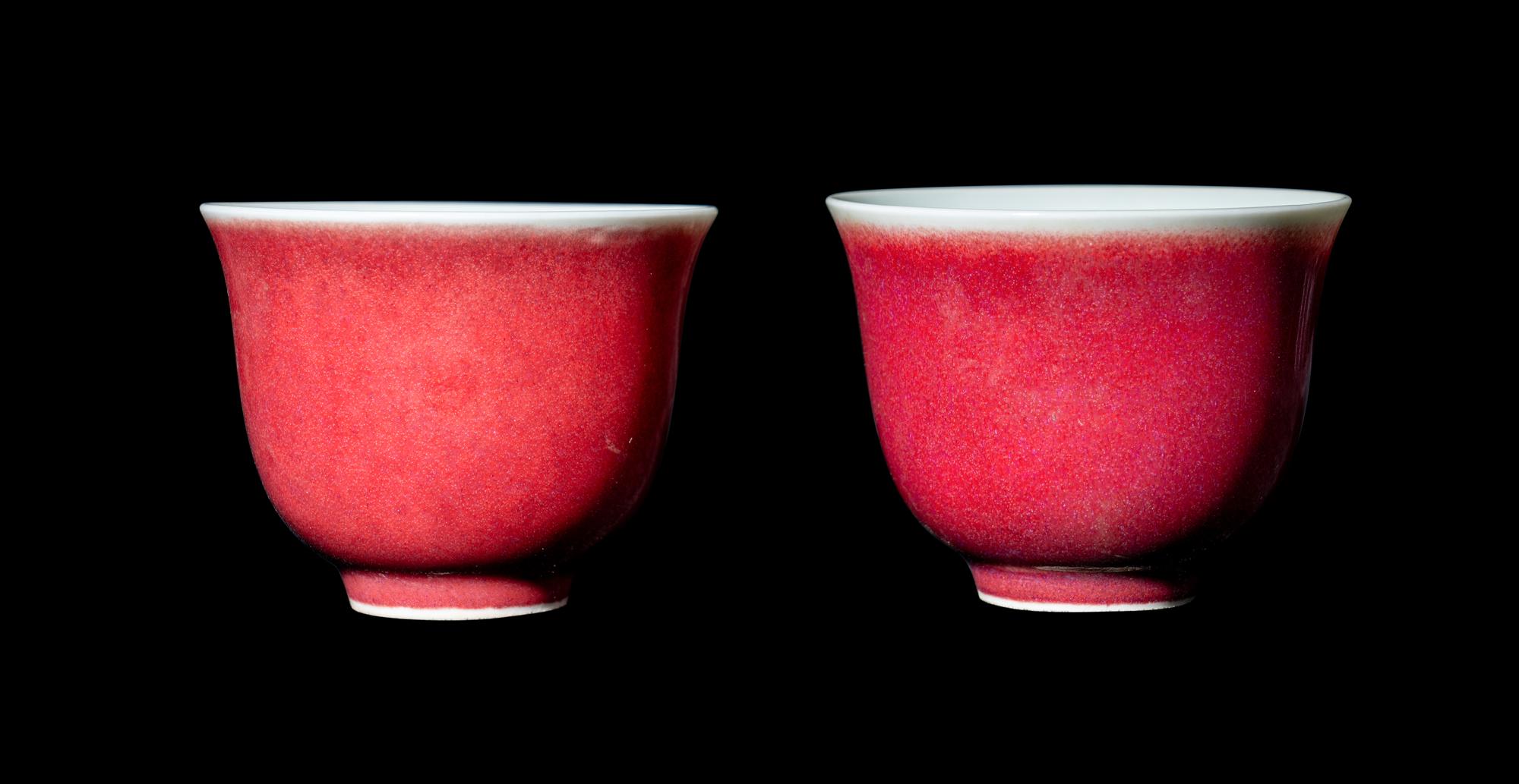 A Pair of Chinese Sang-de-Boeuf Glazed Porcelain Cups