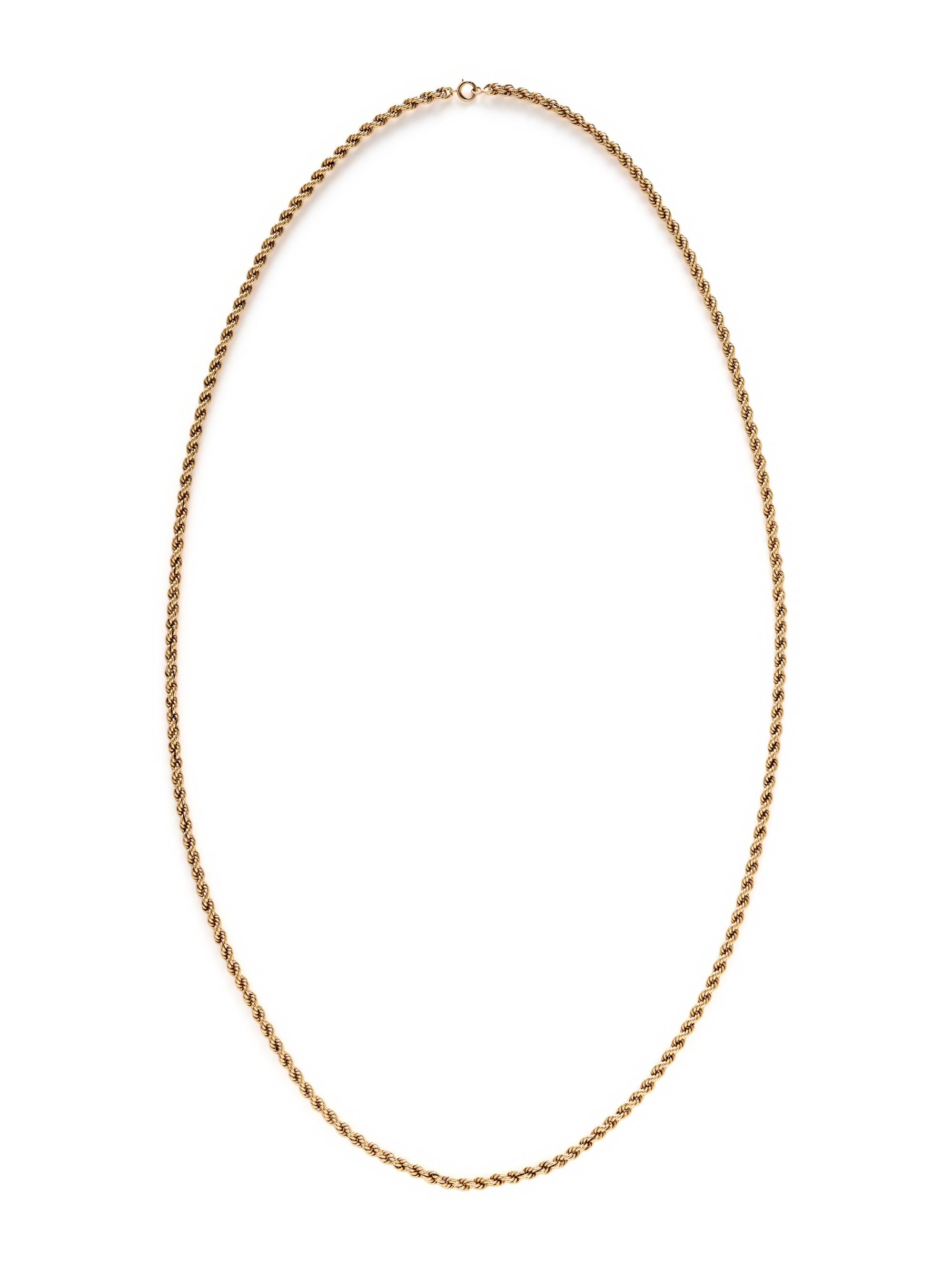 YELLOW GOLD ROPE CHAIN NECKLACE