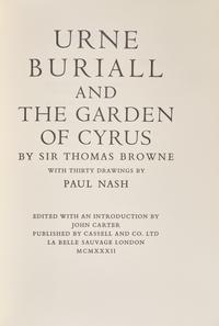 [Fine Bindings] Browne, Sir Thomas. Urne Buriall and The Garden of Cyrus
