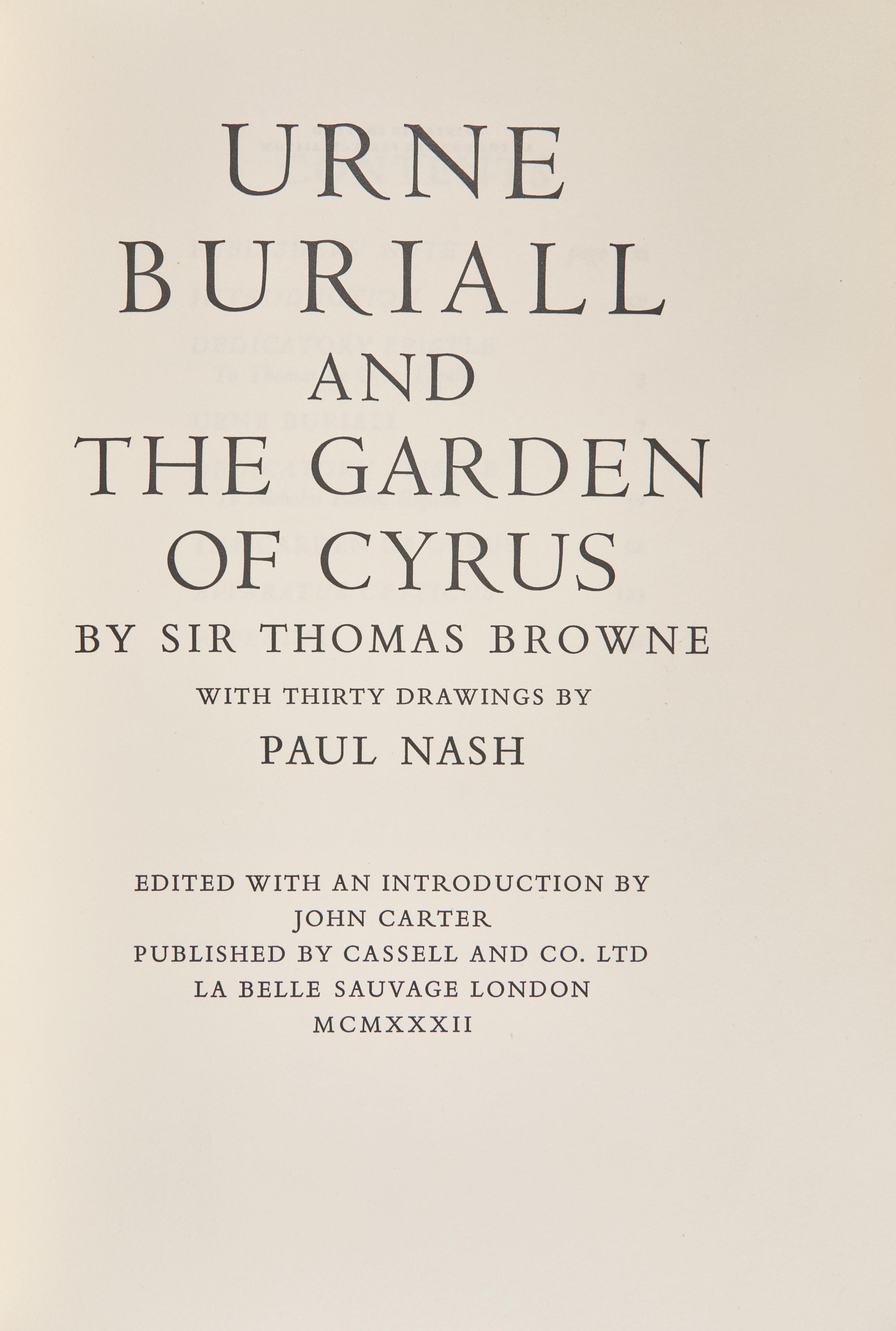 [Fine Bindings] Browne, Sir Thomas. Urne Buriall and The Garden of Cyrus