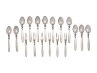 A Collection of Georg Jensen Cactus Silver Flatware Articles