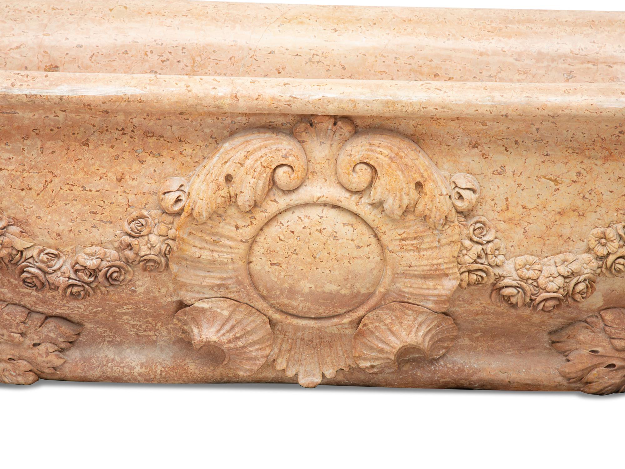An Italian Carved Rouge Marble Bath Tub — 20th Century