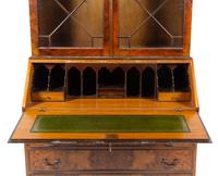 A Georgian Style Burl Walnut Secretary Bookcase