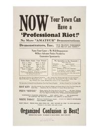 [POLITICAL PROTEST]. Now Your Town Can Have a 'Professional Riot!' No More "Amateur" Demonstrations. [Los Angeles, CA]: [Alert Americans Association], [1965].