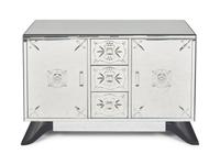 An Art Deco Etched Glass and Ebonized Mirrored Sideboard