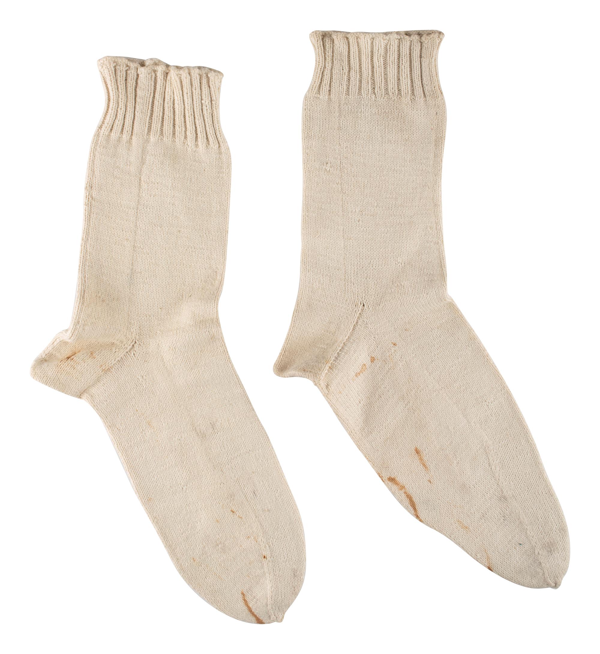 [CIVIL WAR]. A pair of military-issue brogans with a pair of Civil War-period socks.
