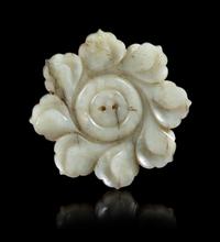 A Grey Jade Mughal Style 'Flower' Plaque Diameter 2 5/8 inches. — 17TH CENTURY