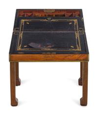 A George III Burl Walnut Writing Box on a Later Stand