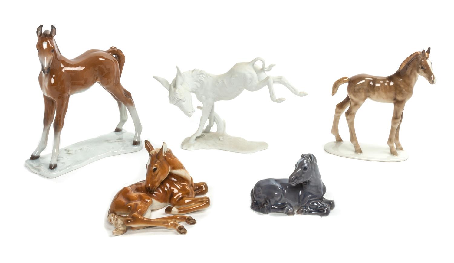 A Collection of Three German Porcelain Figures of Horses Height of tallest 7 inches. — 20TH CENTURY