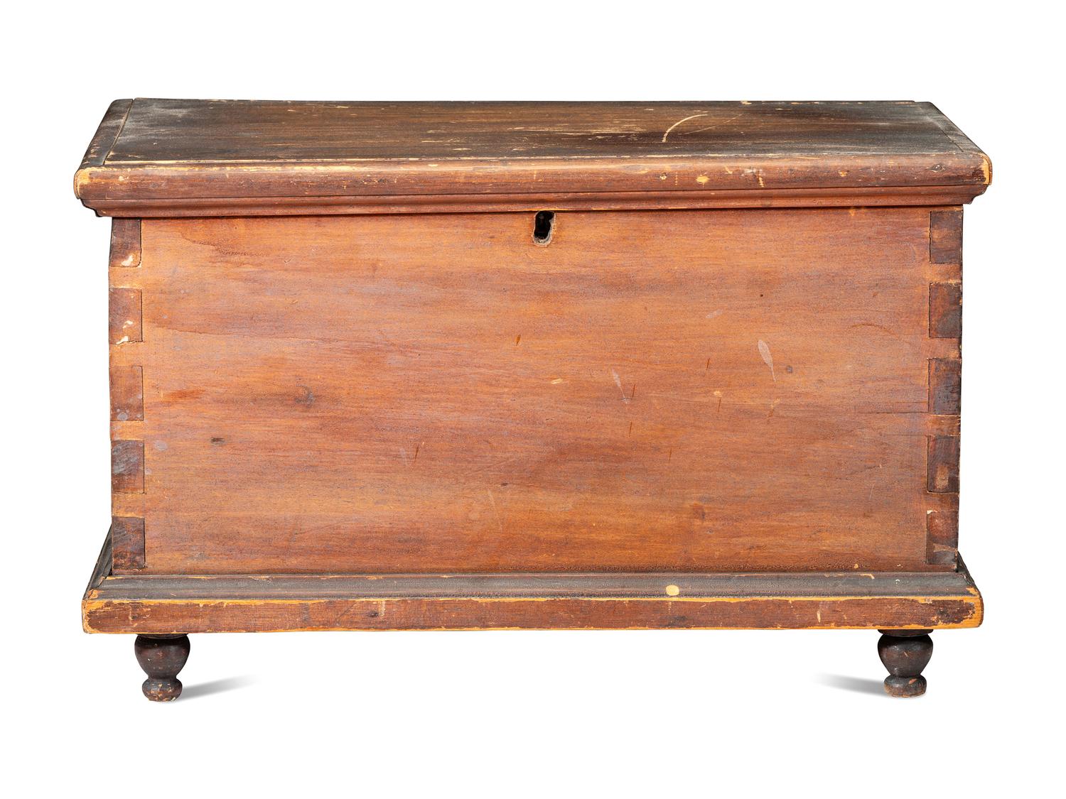 A Diminutive Country Stained Poplar Blanket Chest