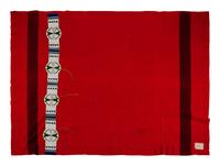 Sioux Beaded Hide Blanket Strip on Hudson Bay Blanket