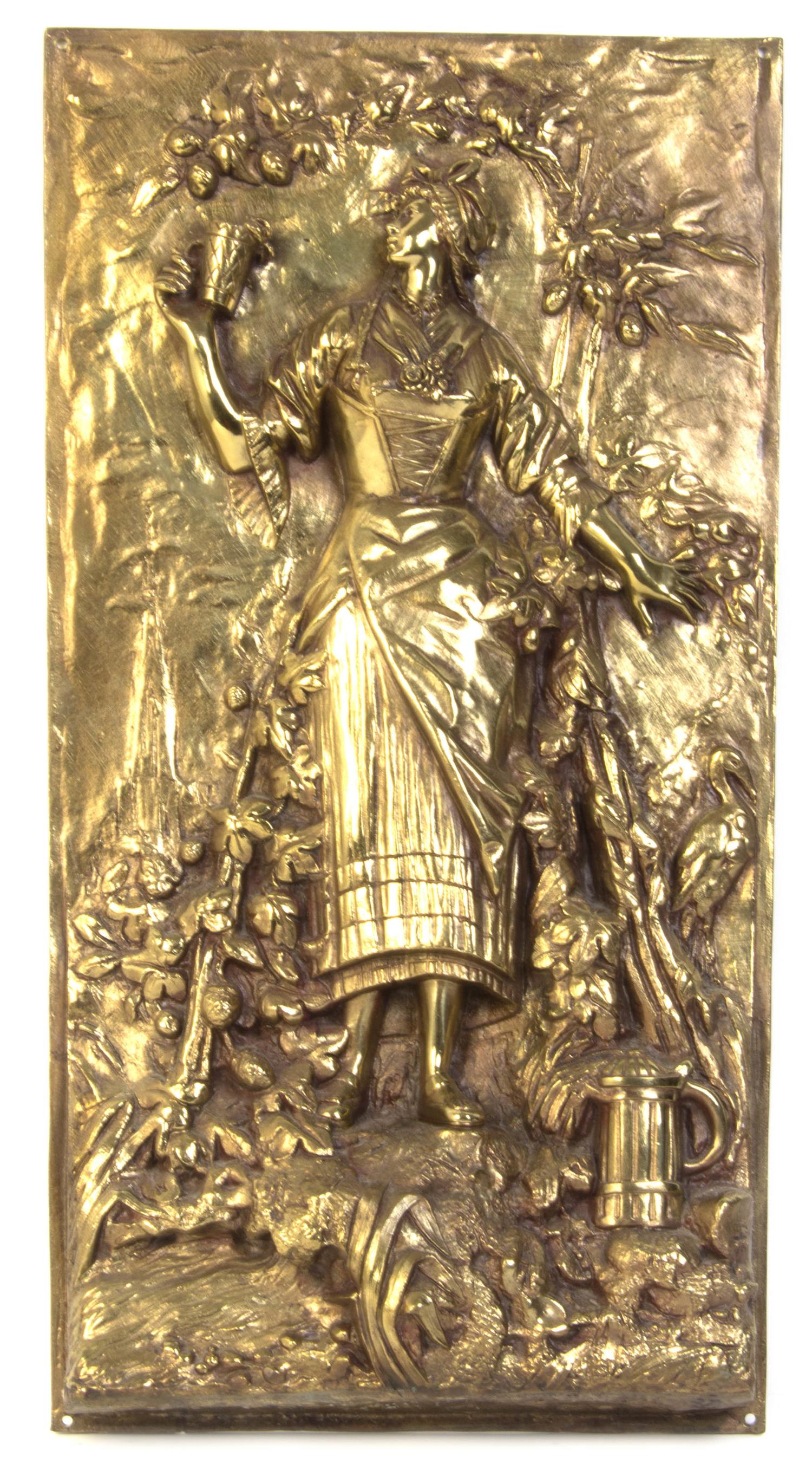 Two Continental Gilt Bronze Relief Panels, Height 27 x width 14 inches.