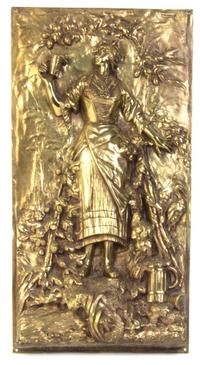 Two Continental Gilt Bronze Relief Panels, Height 27 x width 14 inches.