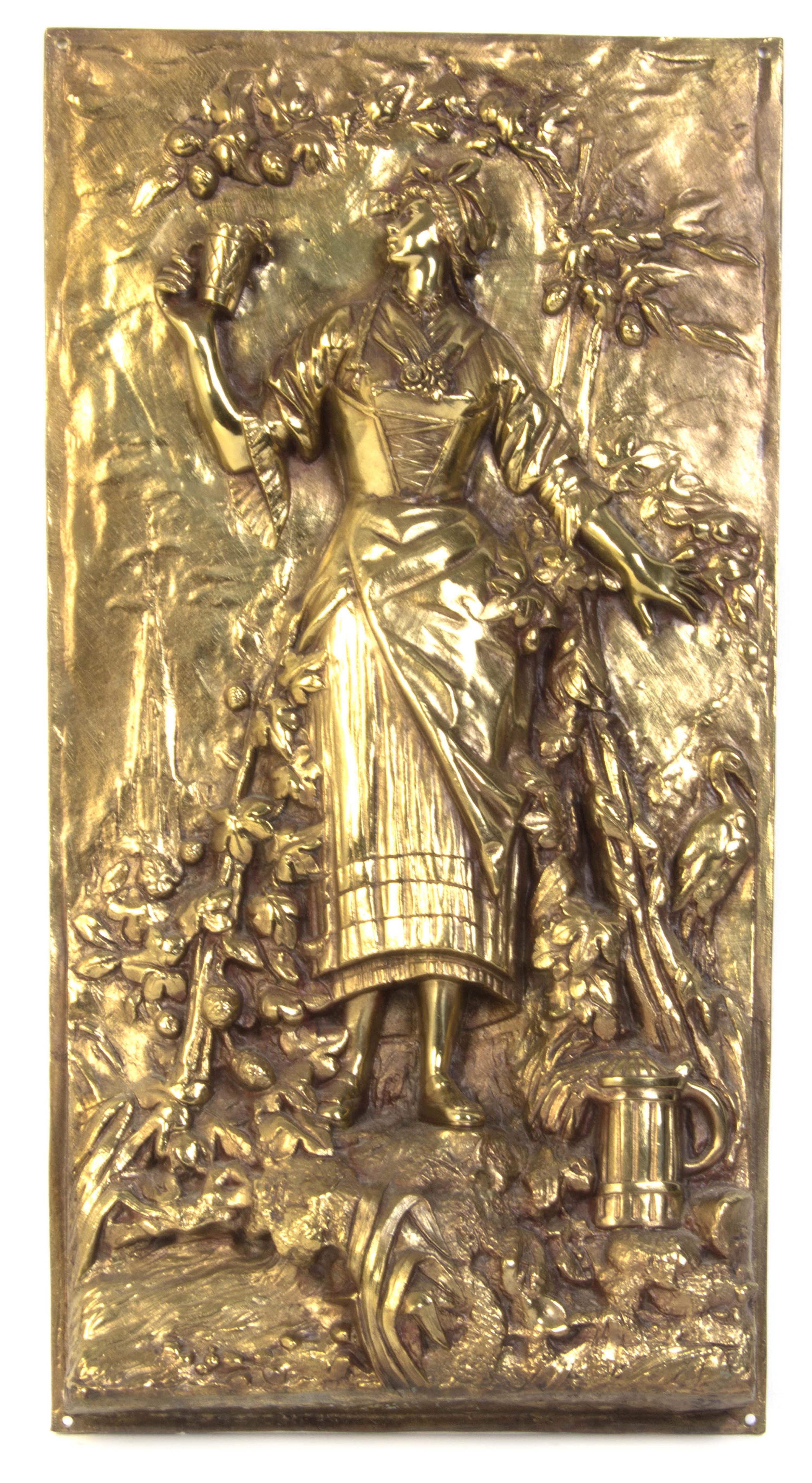 Two Continental Gilt Bronze Relief Panels, Height 27 x width 14 inches.
