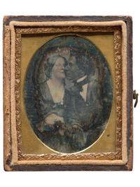 [EARLY PHOTOGRAPHY]. A remarkable ninth plate daguerreotype of an interracial couple.