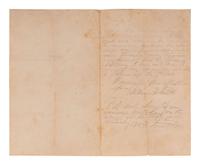 [CIVIL WAR]. Letter written on Confederate paper by Major William F. Smith, 1st Delaware Infantry, describing Hancock's assault at the Mule Shoe during the Battle of Spotsylvania Court House. Spotsylvania County, VA, "Battle Field," 13 May 186[4].