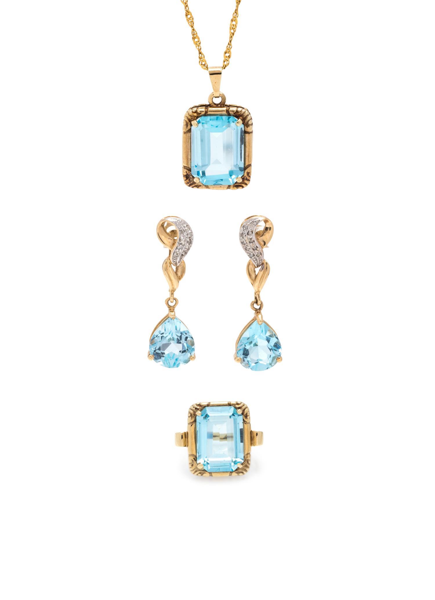 COLLECTION OF BLUE TOPAZ JEWELRY