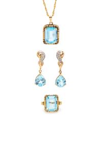 COLLECTION OF BLUE TOPAZ JEWELRY